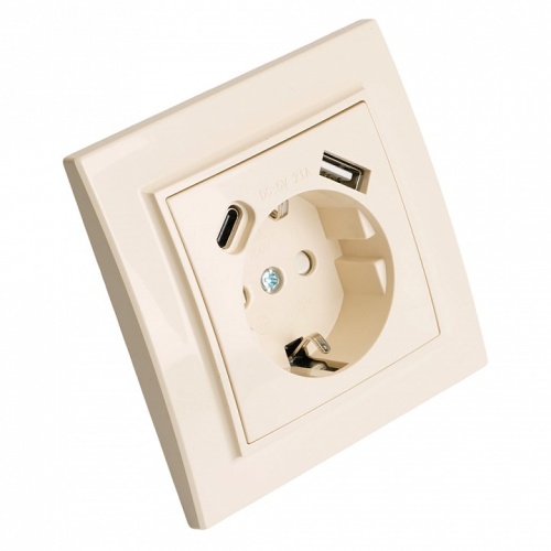 Розетка с заземлением и 2хUSB type A и C, без рамки Stekker Эрна 50077 в Нижнем Новгороде фото 2