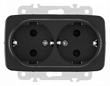 Розетка двойная с заземлением, без рамки Arte Milano am-205 205.40-2.black в Нижнем Новгороде