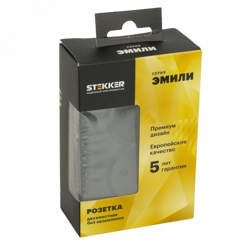 Розетка двойная без заземления и со шторкой Stekker Эмили 49851 в Нижнем Новгороде фото 2
