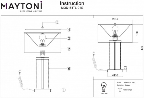 Настольная лампа декоративная Maytoni Impressive MOD151TL-01G в Карачеве фото 4