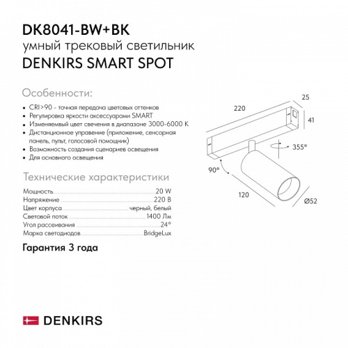 Светильник на штанге Denkirs SMART SPOT DK8041-BW+BK в Нижнем Новгороде фото 2