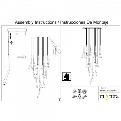 Подвесная люстра Mantra Boomerang 9377+9240 (24L) в Нижнем Новгороде фото 14