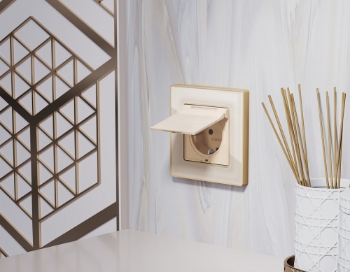 Накладка для розетки влагозащищенной с заземлением и со шторками с крышкой Ambrella Volt ALFA AP3280 в Нижнем Новгороде фото 2