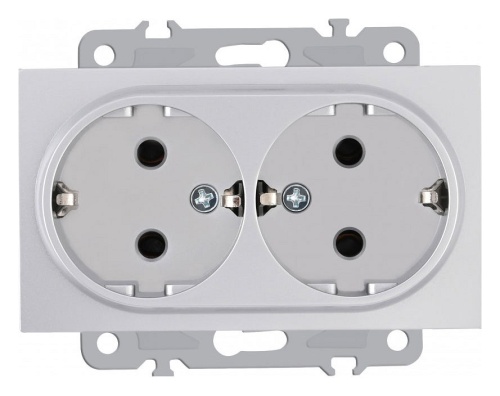 Розетка двойная с заземлением, без рамки Arte Milano am-206 206.40-2.silver в Нижнем Новгороде