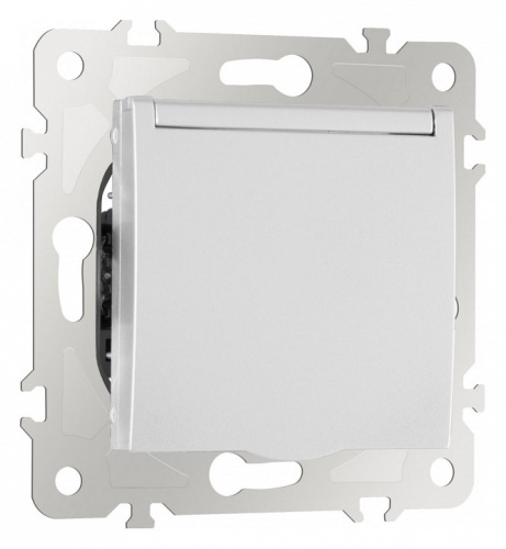 Розетка влагозащищенная с заземлением и со шторкой с крышкой Arte Milano am-203 203.41-1.silver в Нижнем Новгороде фото 7