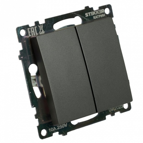 Переключатель двухклавишный без рамки Stekker Катрин 49414 в Нижнем Новгороде фото 7