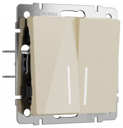 Выключатель двухклавишный с подсветкой без рамки Werkel айвори акрил W1120143 в Нижнем Новгороде