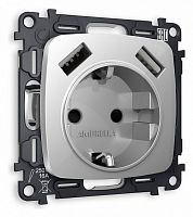 Розетка с заземлением и 2хUSB type A, без рамки Ambrella Volt OMEGA MO409010 в Нижнем Новгороде