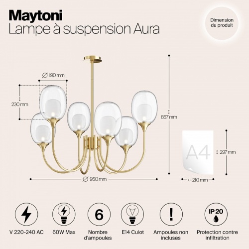 Люстра на штанге Maytoni Aura MOD016PL-06BS в Нижнем Новгороде фото 4