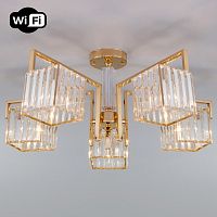 Люстра на штанге Eurosvet April 10126/5 золото/прозрачный хрусталь Strotskis Smart в Нижнем Новгороде