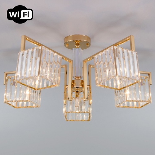 Люстра на штанге Eurosvet April 10126/5 золото/прозрачный хрусталь Strotskis Smart в Нижнем Новгороде