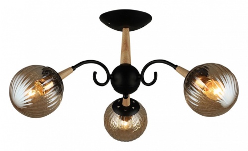 Люстра на штанге 04886-0.3-03 BK+WOOD в Нижнем Новгороде