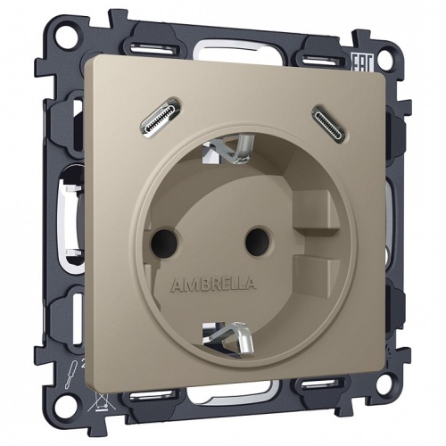 Розетка с заземлением и 2хUSB type C, без рамки Ambrella Volt ALFA MA370510 в Нижнем Новгороде