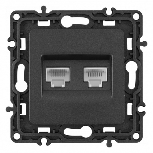 Розетка двойная RJ-11 и Ethernet RJ-45, без рамки Arte Milano am-217 217.44-1.black в Нижнем Новгороде