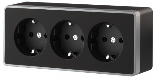 Розетка тройная с заземлением и со шторками Werkel Gallant (черный с серебром) W5073134 в Нижнем Новгороде