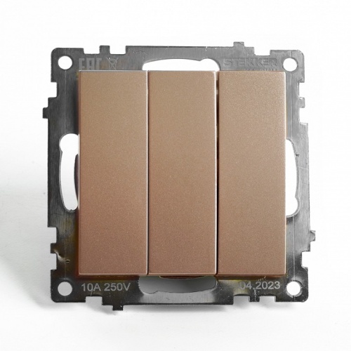 Выключатель трехклавишный без рамки Stekker Катрин 49174 в Нижнем Новгороде фото 8