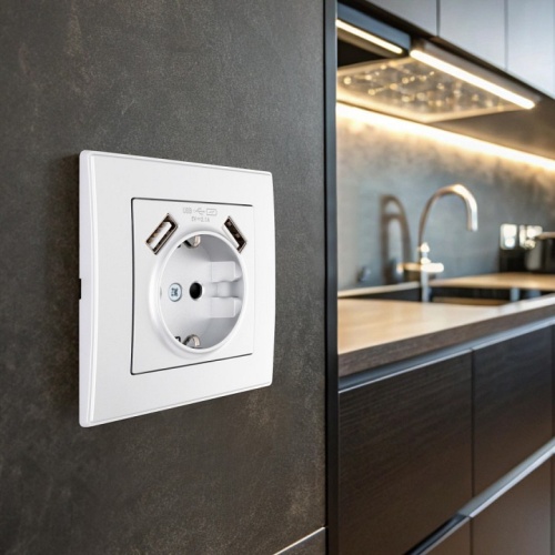 Розетка с заземлением и со шторкой и 2хUSB Arte Milano SET06-1 SET06-1-47-1 silver в Нижнем Новгороде фото 2