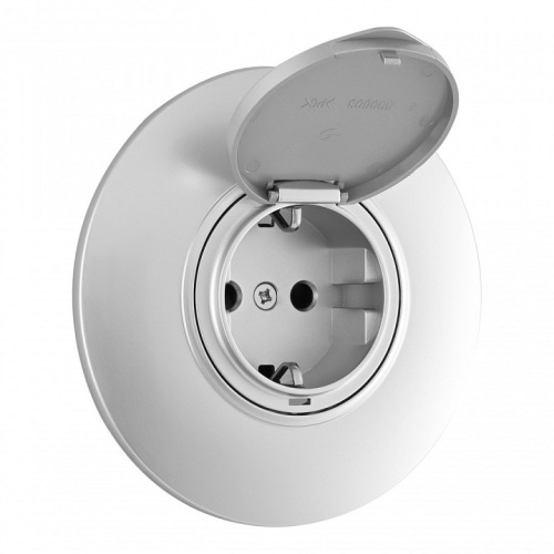 Розетка с заземлением и шторкой, с крышкой Arte Milano SET08-1 SET08-1-41-1 silver в Нижнем Новгороде фото 3