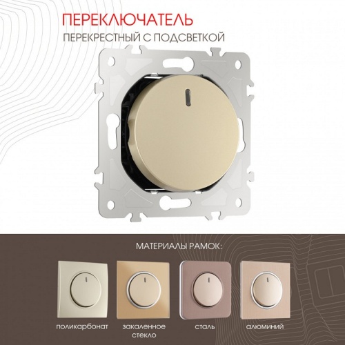 Выключатель перекрестный одноклавишный с подсветкой без рамки Arte Milano 202 202.35-1.shampan в Нижнем Новгороде фото 7