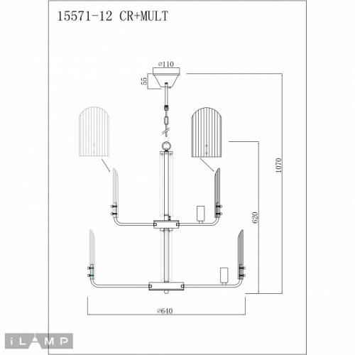 Подвесная люстра iLamp Dolce 15571-12 CR+MULT в Нижнем Новгороде фото 2