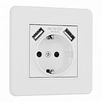 Розетка с заземлением и со шторкой и 2хUSB Arte Milano SET16-1 SET16-1-47-1 white в Нижнем Новгороде