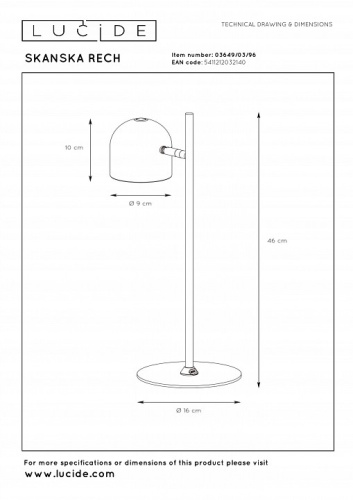 Настольная лампа декоративная Lucide Skanska Rech 03649/03/96 в Нижнем Новгороде фото 5