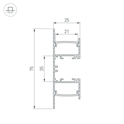 Профиль WALL-2575-DUAL-2000 ANOD (Arlight, Алюминий) в Нижнем Новгороде фото 5