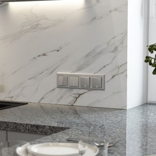 Выключатель перекрестный двухклавишный без рамки Werkel серебряный матовый W1123065 в Нижнем Новгороде фото 4