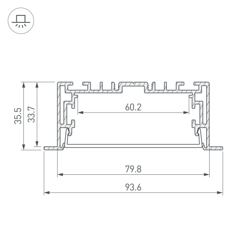 Профиль с экраном S2-LINIA94-F-2500 ANOD+OPAL (Arlight, Алюминий) в Инзе фото 2