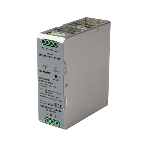 Блок питания ARV-DRP120-48-B (48V, 2.5A, 120W) (Arlight, IP20 Металл, 5 лет) в Верещагино фото 2