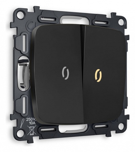 Выключатель проходной двухклавишный с подсветкой без рамки Ambrella Volt OMEGA MO804030 в Нижнем Новгороде