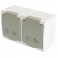 Розетка двойная с заземлением и со шторками, с крышкой Stekker Велена 49730 в Нижнем Новгороде