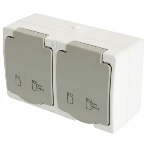 Розетка двойная с заземлением и со шторками, с крышкой Stekker Велена 49730 в Нижнем Новгороде