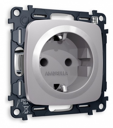 Розетка с заземлением и со шторкой, без рамки Ambrella Volt OMEGA MO507010 в Нижнем Новгороде