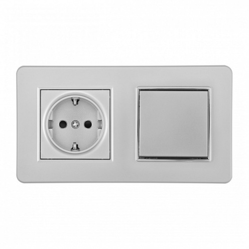 Блок с розеткой и выключателем Arte Milano SET16-2 SET16-2-40-1-30-1 silver в Нижнем Новгороде