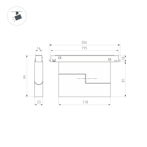 Светильник MAG-ORIENT-LASER-FOLD-S195-6W Day4000 (BK, 30 deg, 48V) (Arlight, IP20 Металл, 5 лет) в Кропоткине фото 7