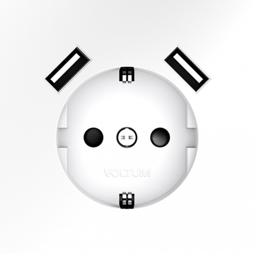 Розетка с заземлением и со шторкой и 2хUSB type A, без рамки Voltum S70 VLS040402 в Нижнем Новгороде фото 4