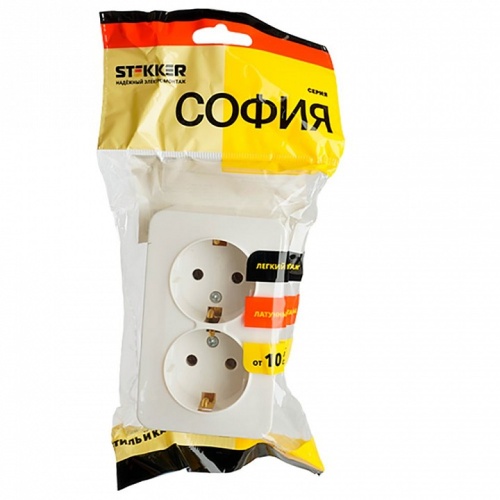 Розетка двойная с заземлением Stekker София 49304 в Нижнем Новгороде фото 2