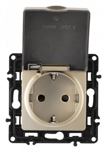 Розетка влагозащищенная с заземлением и со шторкой с крышкой Arte Milano am-217 217.41-1.shampan в Нижнем Новгороде фото 7