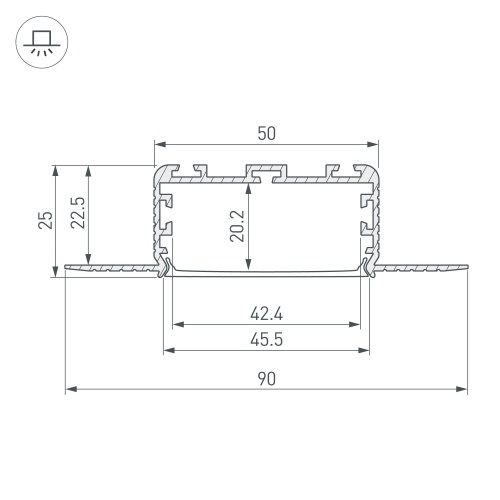 Профиль KLUS-POWER-W50H25-F-HIDE-2000 (Arlight, Алюминий) в Вихоревке фото 2