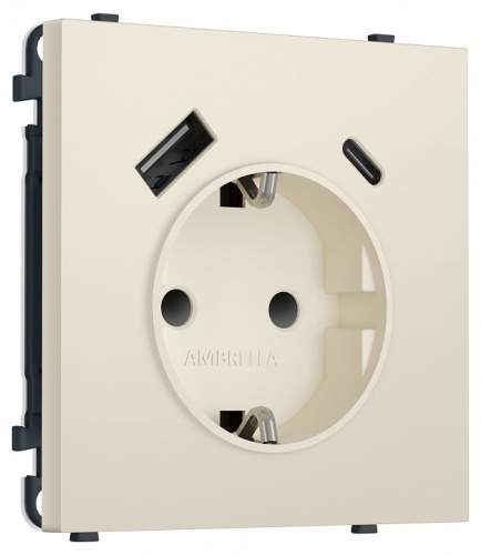 Розетка с заземлением и со шторкой и 2хUSB type A и C, без рамки Ambrella Volt MS MS330010 в Нижнем Новгороде
