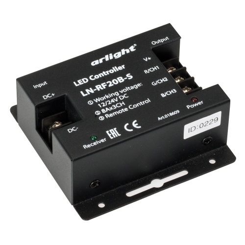 Контроллер LN-RF20B-S (12-24V, 288-576W, ПДУ 20кн) (Arlight, IP20 Металл, 1 год) в Майкопе фото 4
