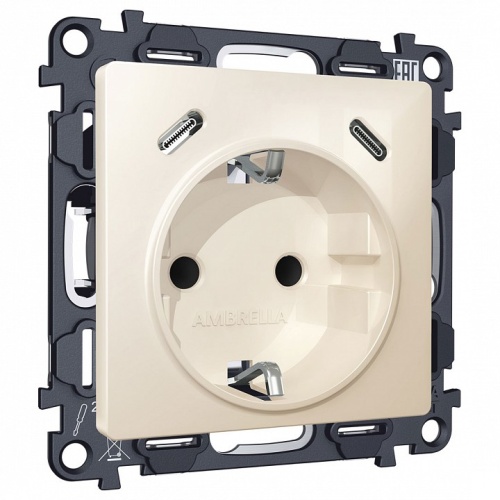 Розетка с заземлением и 2хUSB type C, без рамки Ambrella Volt ALFA MA310510 в Нижнем Новгороде