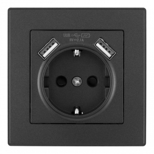 Розетка с заземлением и со шторкой и 2хUSB Arte Milano SET06-1 SET06-1-47-1 black в Нижнем Новгороде фото 3