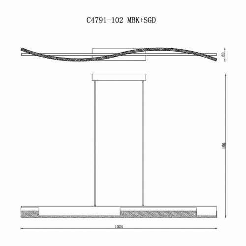 Подвесной светильник iLedex Scorpio C4791-102 MBK+SGD в Нижнем Новгороде фото 2