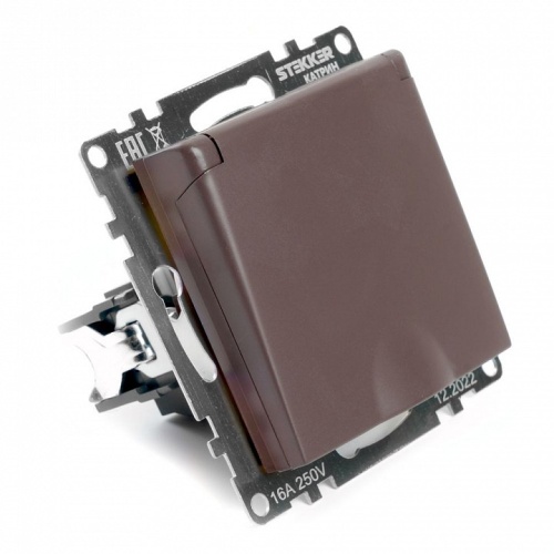Розетка с заземлением и со шторкой, без рамки с крышкой Stekker Катрин 49029 в Нижнем Новгороде фото 5