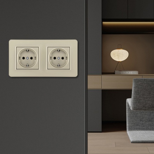 Розетка с заземлением и со шторкой Arte Milano SET16-2 SET16-2-40-1x2 shampan в Нижнем Новгороде фото 2