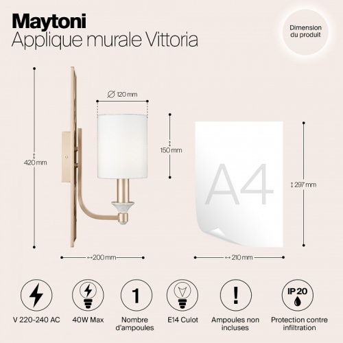 Бра Maytoni Vittoria H005WL-01BG в Сургуте фото 2