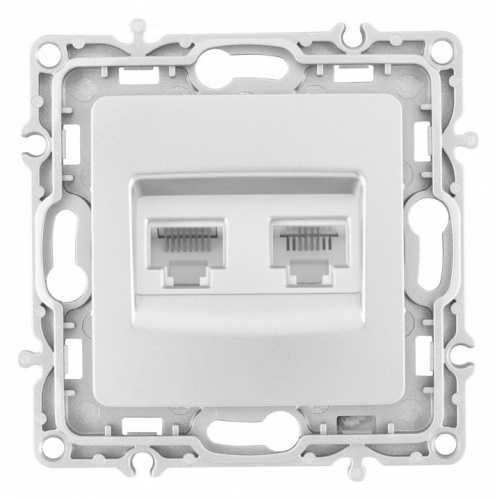 Розетка двойная RJ-11 и Ethernet RJ-45, без рамки Arte Milano am-217 217.44-1.silver в Нижнем Новгороде