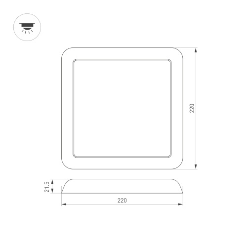 Светильник CL-FIOKK-S220x220-18W Day4000-MIX (WH, 120 deg, 230V) (Arlight, IP44 Пластик, 3 года) в Гагарине фото 5